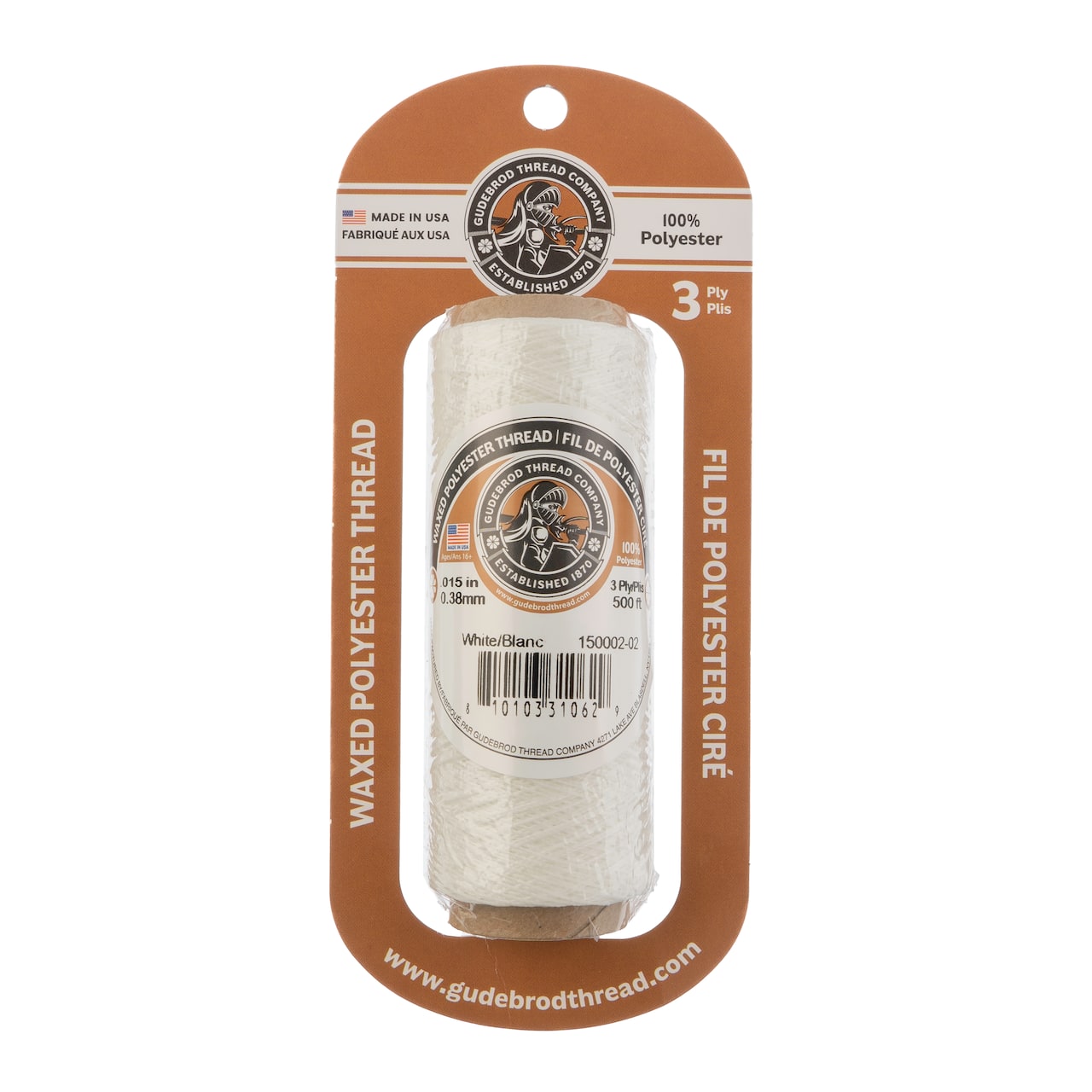 12 Pack: Gudebrod 0.015" Waxed Polyester Thread